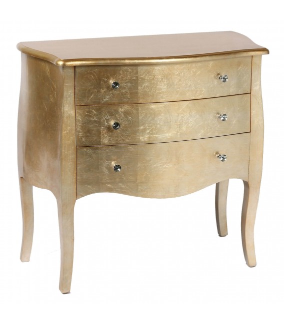 Cómoda pequeña madera acabada en pan de oro mdmhogar