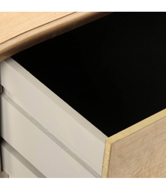 Mesita de noche pan de oro tiradores cristal tallado mdmhogar