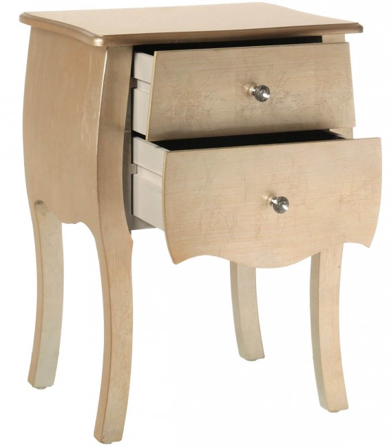 Mesita de noche pan de oro tiradores cristal tallado mdmhogar