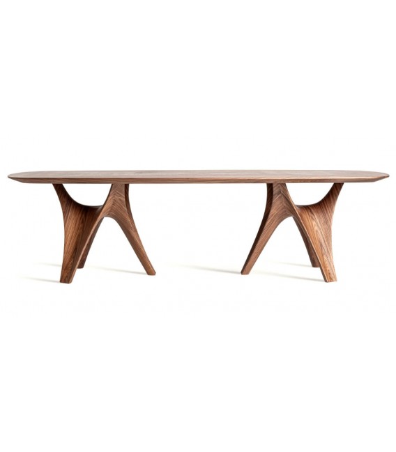 Mesa de comedor ovalada muy grande chapada madera de nogal mdmhogar