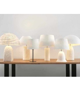 Lámpara de sobremesa papel maché color blanco mdmhogar