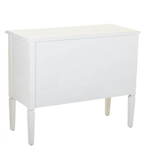 Cómoda baja pino en color blanco rozado