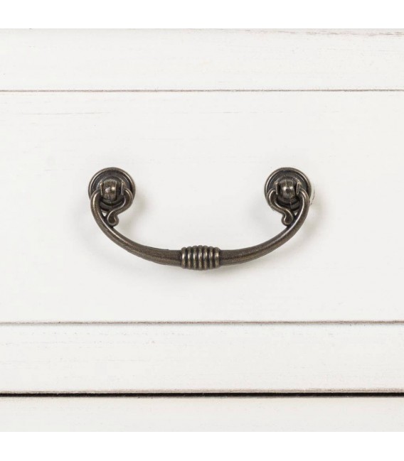 Cómoda baja pino en color blanco rozado