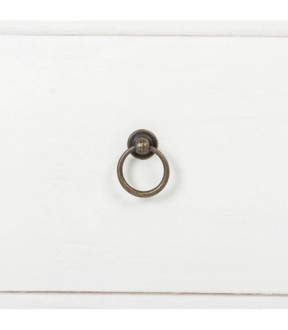 Cómoda baja pino en color blanco rozado