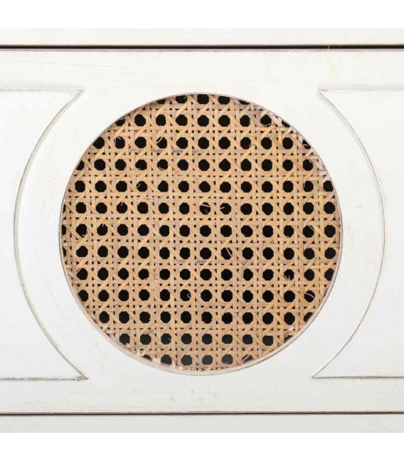 Cómoda baja pino en color blanco rozado