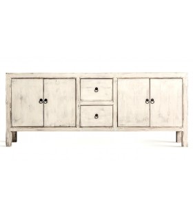 Aparador grande madera pino acabado en blanco roto mdmhogar