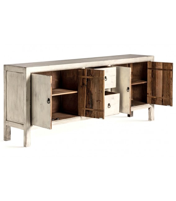 Aparador grande madera pino acabado en blanco roto mdmhogar