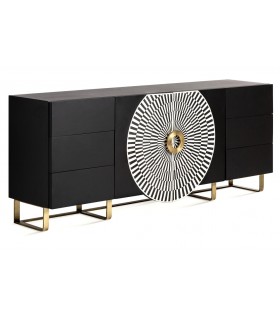 Aparador lacado en negro taraceado hueso mdmhogar