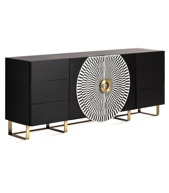 Aparador lacado en negro taraceado hueso mdmhogar