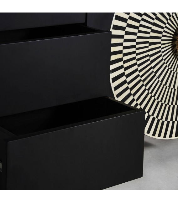 Aparador lacado en negro taraceado hueso mdmhogar