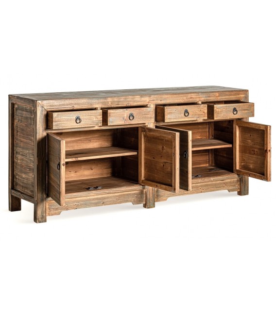 Aparador madera de pino reciclado rozado gris mdmhogar