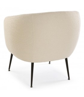 Butaca pequeña cómoda blanco roto patas en metal negro mdmhogar