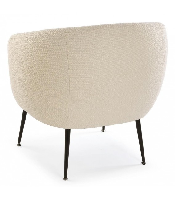 Butaca pequeña cómoda blanco roto patas en metal negro mdmhogar