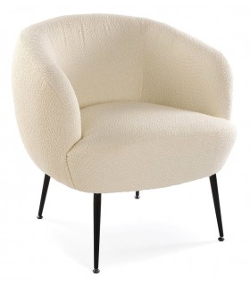 Butaca pequeña cómoda blanco roto patas en metal negro mdmhogar