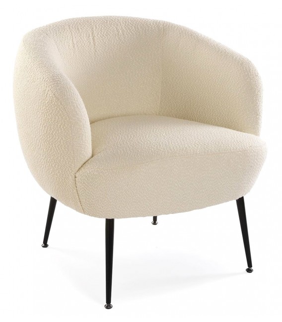 Butaca pequeña cómoda blanco roto patas en metal negro mdmhogar