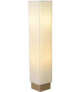 Lámpara de pie baja fabricada en madera natural y tela color beige mdmhogar