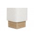 Lámpara de pie baja fabricada en madera natural y tela color beige mdmhogar