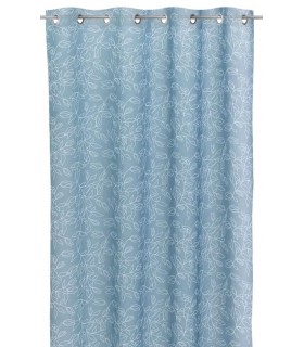 Visillo para barra semitransparente color azul con motivo estampado mdmhogar