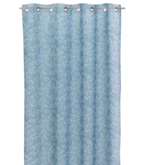Visillo para barra semitransparente color azul con motivo estampado mdmhogar