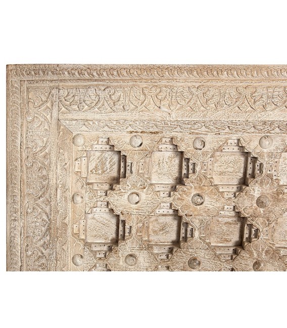 Cabecero madera de mango tallado a mano acabado natural mdmhogar