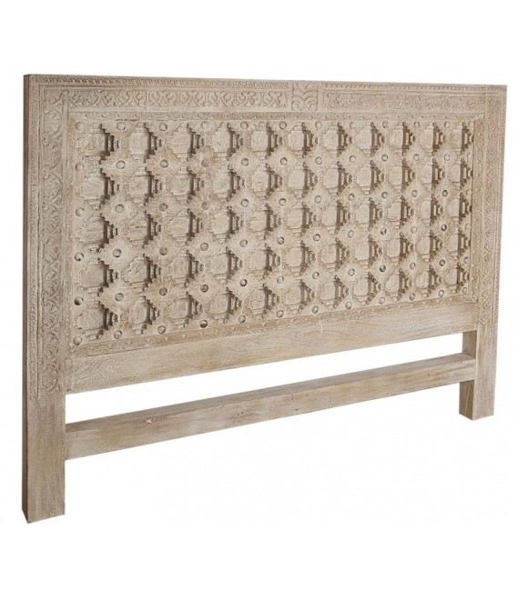 Cabecero madera de mango tallado a mano acabado natural mdmhogar
