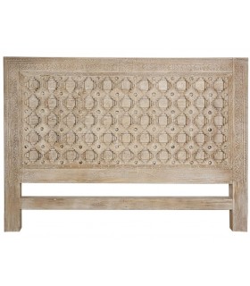 Cabecero madera de mango tallado a mano acabado natural mdmhogar