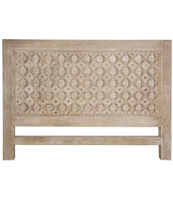 Cabecero madera de mango tallado a mano acabado natural mdmhogar