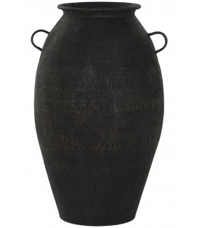 Jarrón metal negro acabado envejecido tipo ánfora mdmhogar
