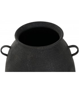 Jarrón metal negro acabado envejecido tipo ánfora mdmhogar