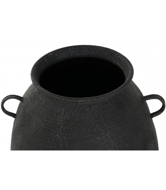 Jarrón metal negro acabado envejecido tipo ánfora mdmhogar