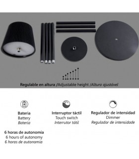 Lámpara de sobremesa y de pie 2 en 1 versátil, portátil y sin cables mdmhogar
