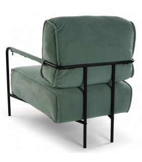 Butaca cómoda microfibra color verde estructura en metal negro mdmhogar