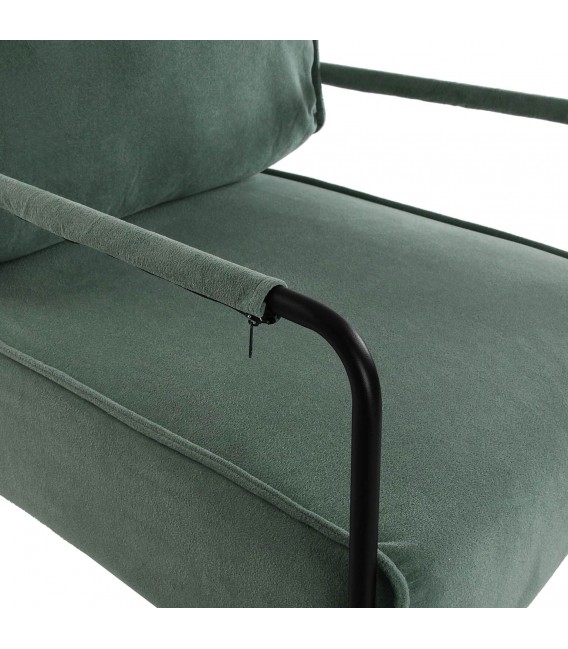 Butaca cómoda microfibra color verde estructura en metal negro mdmhogar