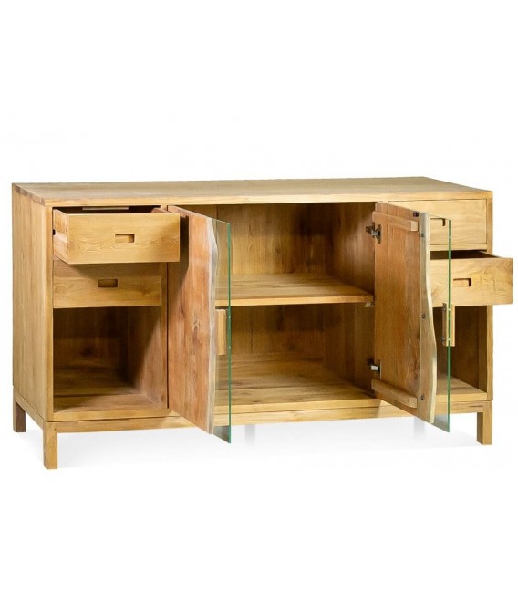 Aparador original realizado  madera maciza combinado con cristal mdmhogar