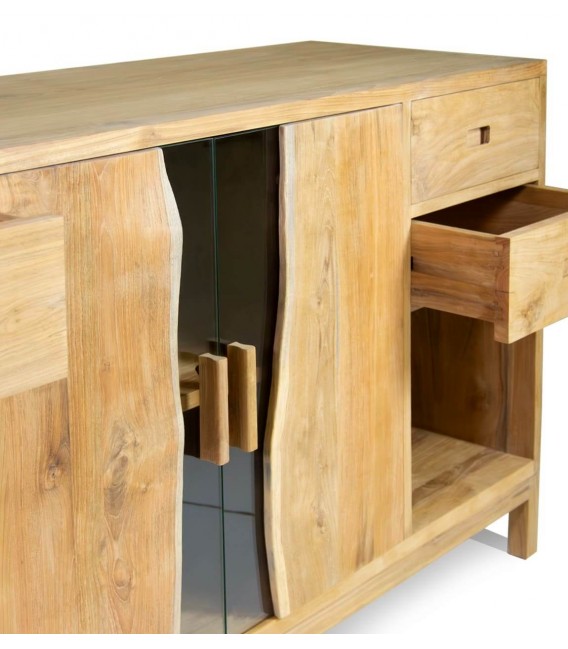 Aparador original realizado  madera maciza combinado con cristal mdmhogar