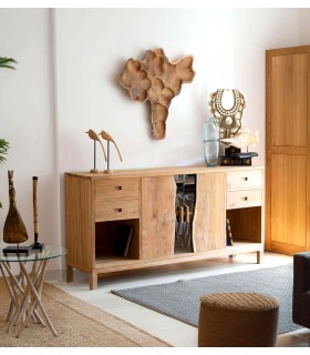 Aparador original realizado  madera maciza combinado con cristal mdmhogar