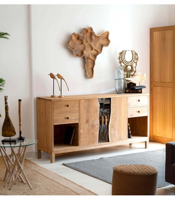 Aparador original realizado  madera maciza combinado con cristal mdmhogar