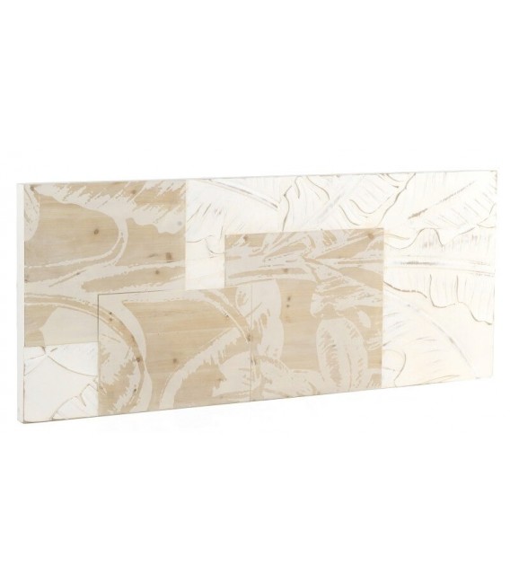 Cabecero para cama de matrimonio en madera natural y blanco mdmhogar