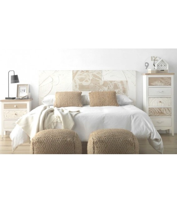 Cabecero para cama de matrimonio en madera natural y blanco mdmhogar