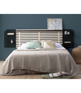 Cabecero tipo galería para colgar pino natural y negro mdmhogar