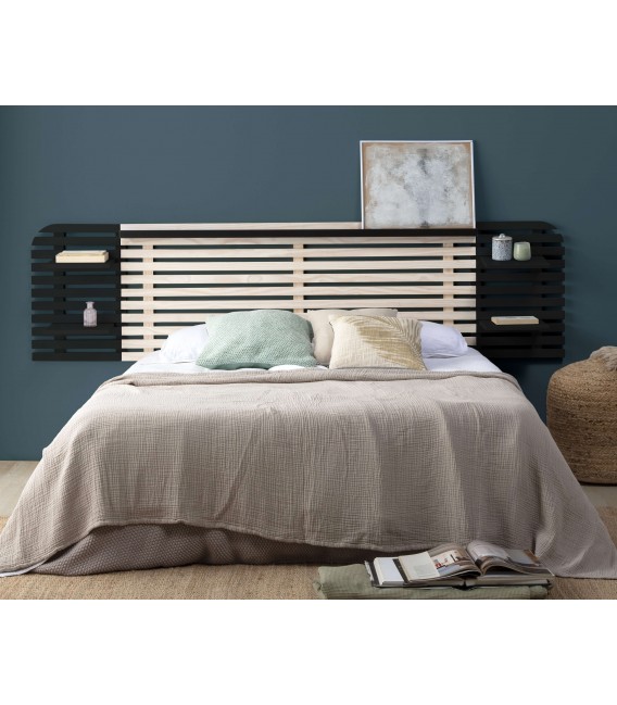 Cabecero tipo galería para colgar pino natural y negro mdmhogar
