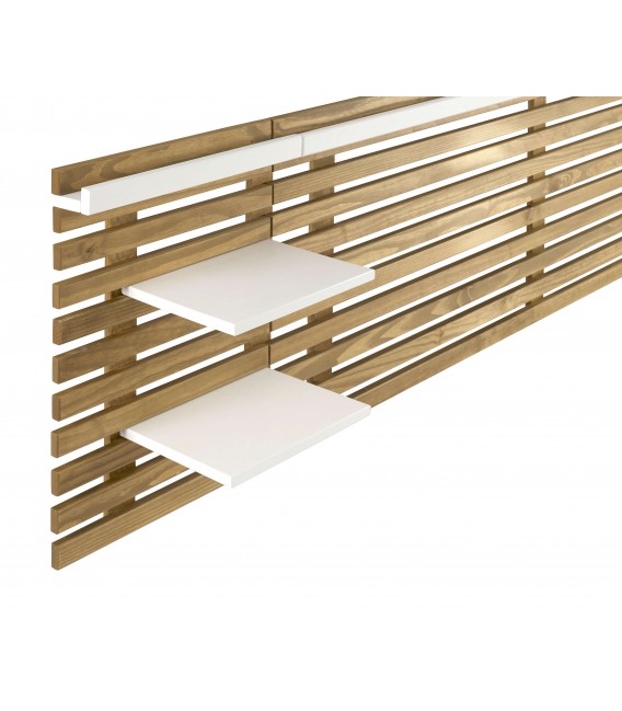 Cabecero tipo galería para colgar pino miel y blanco moderno