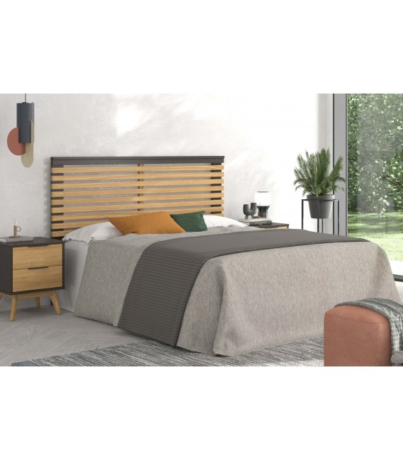 Cabecero para cama de 135/140  pino natural y  gris oscuro mdmhogar