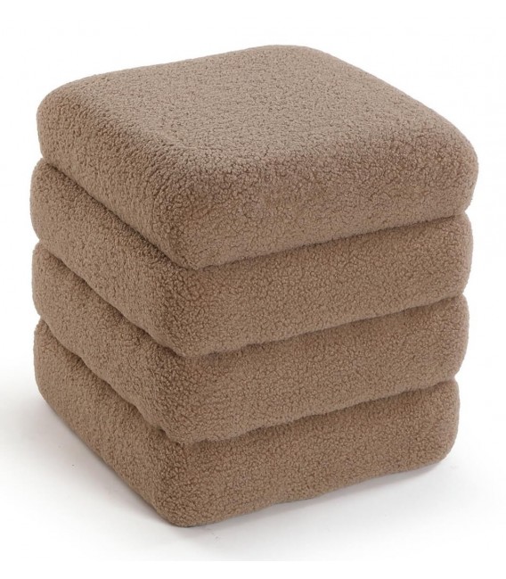 Puf tapizado en bouclé marrón de estilo contemporáneo mdmhogar