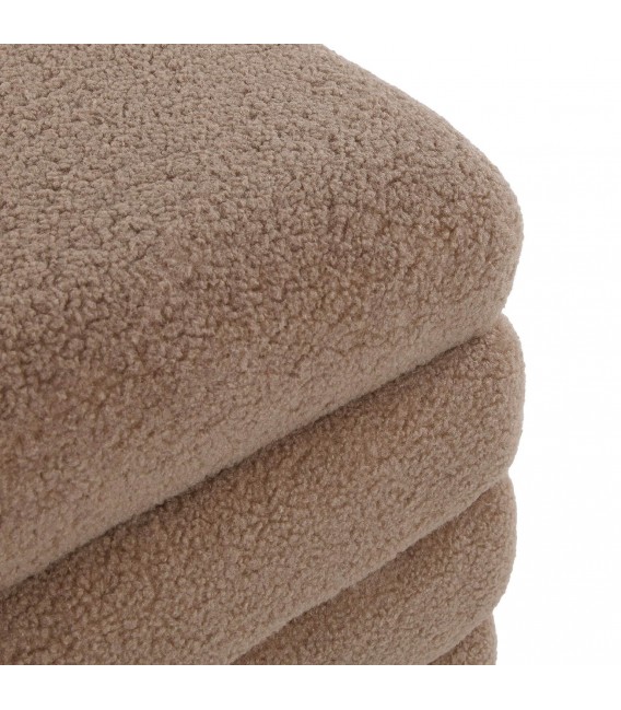 Puf tapizado en bouclé marrón de estilo contemporáneo mdmhogar