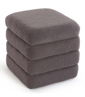 Puf con almacenaje tapizado en bouclé color gris oscuro  mdmhogar