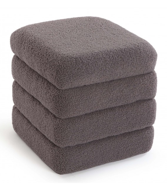 Puf con almacenaje tapizado en bouclé color gris oscuro  mdmhogar