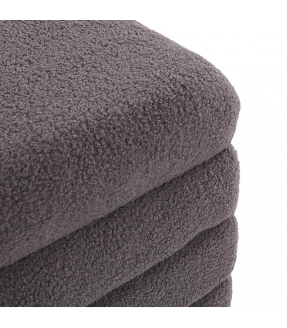Puf con almacenaje tapizado en bouclé color gris oscuro  mdmhogar