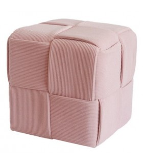 Puf tapizado en pana rosa de estilo boho chic mdmhogar