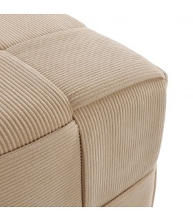 Puf tapizado en pana color beige de estilo contemporáneo mdmhogar